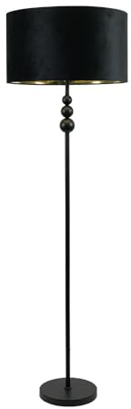 ValueLights | Marissa Black Floor Lamp with Black Velvet & Gold Inner Shade & Warm White Bulb | Floor Lamps, Home Décor & Improvement Essential