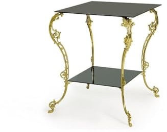 Pintici Glastisch Beistelltisch Messing Blumenständer Tisch 45x45 Telefontisch Blumenhocker Landhausstil rechteckig mehrstöckig