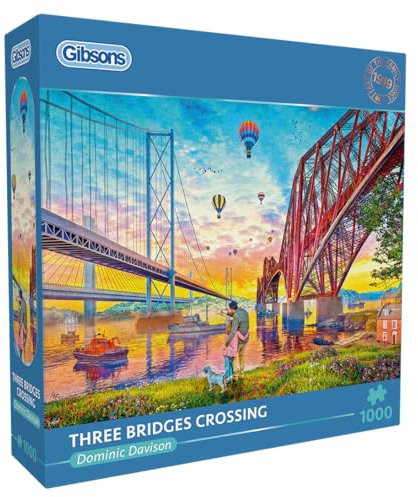 Gibsons Three Bridges Age 12+ Crossing 1000 Piece Jigsaw Puzzle Beautiful Colourful Scotland Sustainable Jigsaw Puzzle for Adults | Premium 100% Recycled Board | Great Gift | Gibsons Games