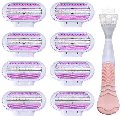 UENXRXE 1 Pièces Lames De Rechange Pour Femme, Rasoir Venus Recharges Avec 8 Lames Pour Un Rasage De Près, Lame Rasoir Femme Venus Pour Protéger La Peau Sensible(rose)