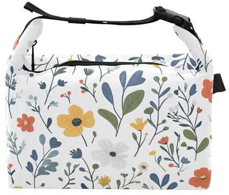 Fiori Snapdragon Peonie Bianco Bambini Lunch Bags Isolato Teen Cooler Tote per i lavoratori edili