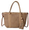 Sac de plage en paille - Sac à bandoulière d'été avec fermeture éclair - Sac à main avec sangle réglable et poignée sur le dessus - Pour femme, voyage, vacances, kaki,