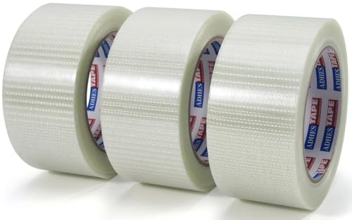 ADHES 3 Roll Filament Tape 50mm x 32m Fiberglas Band Filament Strapping | Tape, Fiberglas verstärktes Band Cricket Bat Reparatur Tape