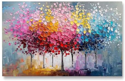 18meng Art Bunter Baum Leinwand Bilder 200x100 cm Groß Wandbilder Wohnzimmer Abstrakte Baum des Lebens Wandbild Modern Aesthetic Wanddeko Kunstdruck Schlafzimmer Wand Poster Ungerahmt