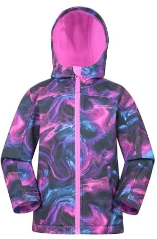Mountain Warehouse Exodus Kids Softshell Jacket - Breathable, Water Resistant, Fleece Lined, Wind Resistant Coat, Boys & Girls - Autumn, Winter, Outdoor Purple (05) Kids Size 3-4 Years