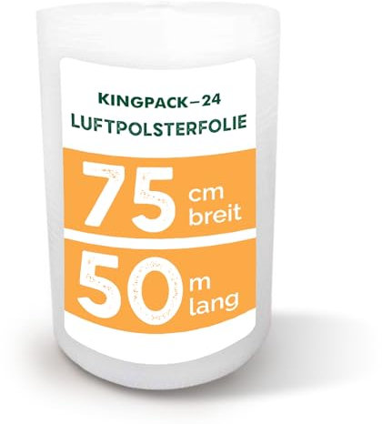 1 Rolle Luftpolsterfolie 75cm breit und 50m lang KINGPACK-24 - ideal für Umzüge oder zum Versenden empfindlicher Güter