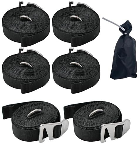 Sangles Store Pour Camping-Car - Lot de 6 Sangles de Fixation pour Store avec Sac de Rangement,Accessoires de Camping Corde de Fixation de Pare-Soleil Renforcée pour Bateau Camion Caravane Aventures E