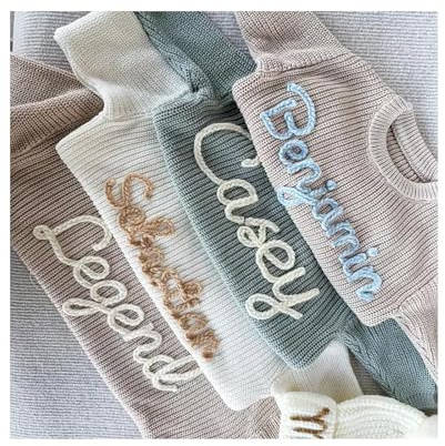 Maglione Lavorato A Maglia Per Neonato Personalizzato Con Nome O Monogramma Ricamato
