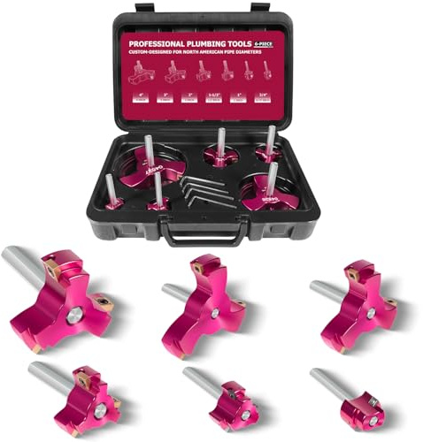6 PCS PVC Pipe Reamer Kit - Triple Blade Pipe Fitting Reamer for SCH40 PVC/ABS/CPVC/HDPE Pipes (3/4, 1, 1-1/2, 2, 3, 4), Plumbing Repair Tool with Storage Box, For Exhaust, Drain, Water Pipe