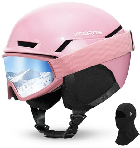 VCOROS Skihelm mit Skibrille Skimaske DXH-816 Skihelme für Damen Herren | Ski Helmet mit Abnehmbare Ohrpolster Atmungsaktiver Stoßdämpfung UV Verstellbarer Snowboard Helm für Skifahren