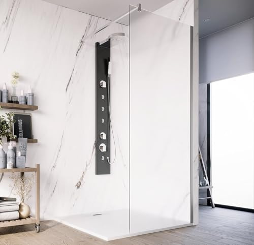 Exagonshop Parete doccia Walk in 140 cm Marsiglia vetro opaco 8 mm cromo H 195