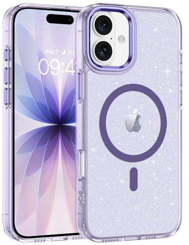 YINLAI für iPhone 17 Hülle Kompatibel mit Magsafe,| Kristallklar Glitzer | Leicht Dünn Case | Schutzhülle mit Magnetring Handyhülle für iPhone 17 6,3 Zoll (2025),Lila
