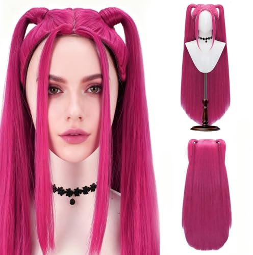 Lange lila Perücke Cosplay Kids, Lila Zopfperücke, Costume Kids Purple Wig, Hunter Cosplay Für Kinder, für Halloween Karneval Party Maskenball