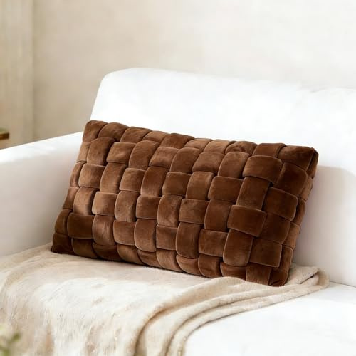 YLBKIKR Soft Decorative Throw Pillows - Versatile Knot Pillow & Cute Throw Pillows for Couch, Bed & Living Room, Stylish Set with Comfortable Touch for Home Decor 19.6inches × 11.8inches (Brown)