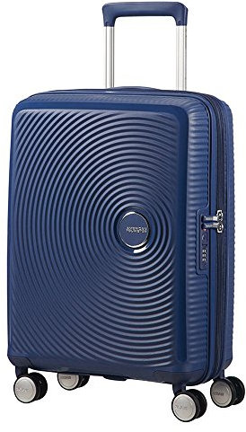 American Tourister Soundbox - Handgepäck Koffer 55 x 40 x 20/23 cm - Hartschalen Kabinentrolley für die meisten Airlines inkl. EasyJet - Erweiterbar, 4 Rollen & TSA-Schloss - 35.5/41 L - Blau