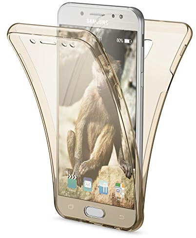 NALIA 360 Grad Hülle für Samsung Galaxy J3 2017 EU-Modell - Silikon, Gold | Komplett-Schutz, Micro-Dots-Buffer