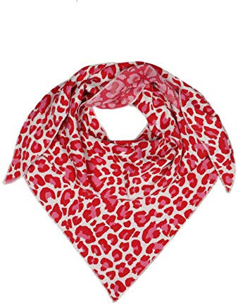 Zwillingsherz Dreieckstuch aus Baumwolle - Hochwertiger Schal mit Leo Design für Damen Jungen Mädchen - Uni - XXL Hals-Tuch und Damenschal - Strick-Waren - für Herbst Frühjahr Sommer rot
