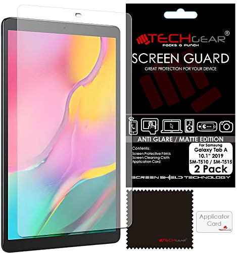 TECHGEAR [Pack de 2 Protection Écran Anti-Reflet Compatible avec Samsung Galaxy Tab A 10.1 2019 (SM-T510 / SM-T515), Film de Protection Écran Anti Reflet/Mat Avec Chiffon et Carte d'Application