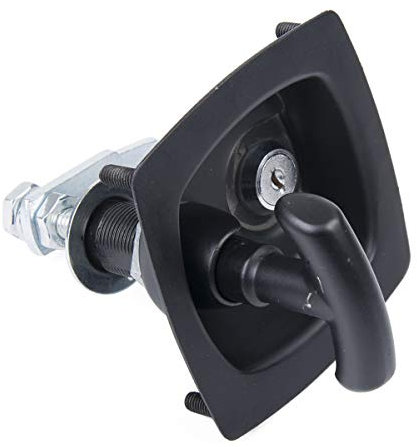Poignée de Serrure T Acier au Carbone Pliable Avec 2 Clés Verrouillage Boîte à Outils pour Voiture Camion Remorque Caravane (Noir)
