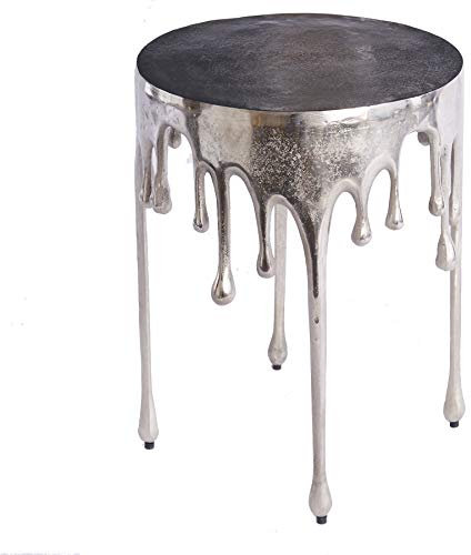invicta INTERIOR Moderner Beistelltisch Liquid LINE 51cm Silber Tropfen-Design Couchtisch Wohnzimmertisch