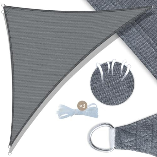 UMI Toldo Vela 3x3x4,25m Triangular Protección Rayos UV HDPE Transpirable Resistente Toldos Exterior Terraza para Patio Jardín-Antracita