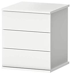 Muebles Pitarch | Nachttisch 3 Schubladen mit Metallführungen, Weiß, 48,5x41x40 cm (Höhe x Breite x Tiefe), Kleine Kommode, Modern, Modell Dana
