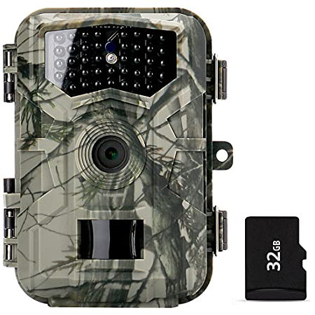 Iriisy Victure Fotofalle Jagdkamera 32MP 1080P HD Wasserdicht IP66 unsichtbare Infrarot-Fotofalle mit 0,7s Auslösegeschwindigkeit bis zu 85ft/22m mit 32GB Karte
