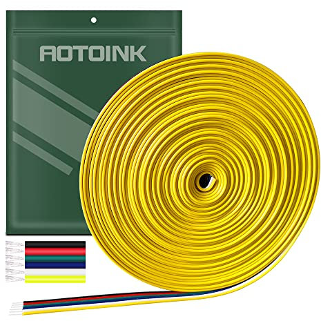 AOTOINK 10m/33ft RGBCCT LED Electrical Wire 6x0,32mm² 22 Gauge 6Pin 12V DC RGBWW Extension Cable 6 Core 22AWG Wires for RGBCCT 3528 5050 Led Strip