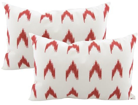 TRESMESTRES Fundas de Cojines para Cama Decorativos - Estilo Mediterráneo, Colorido, Ikat - Cubiertas de Cojines Decorativas para Cama - Funda de Cojín 30x50 cm - Set de 2, Rojo