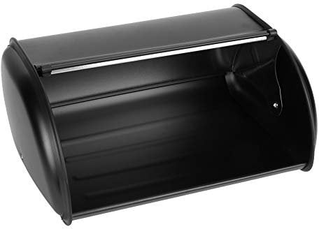 Stainless Steel Bread Organizer Roll Top Bread Bin Holder Storage Container Large Capacity Bread Keeper for Kitchen Countertop(Black)