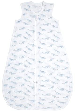 aden + anais™ Leichter Bio-Baumwoll-Musselin-Schlafsack 1,0 TOG Oceanic-Blue Whale (6-18 Monate)