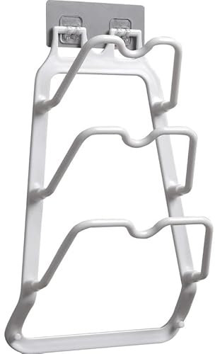 Esoes Topfdeckelhalter mit 3 Abschnitten, zur Wandmontage, für Topfabdeckungen, Pfannendeckel, ohne Bohren, Türmontage, Topfdeckel, Aufbewahrungs-Organizer für Küchenschrank (weiß)