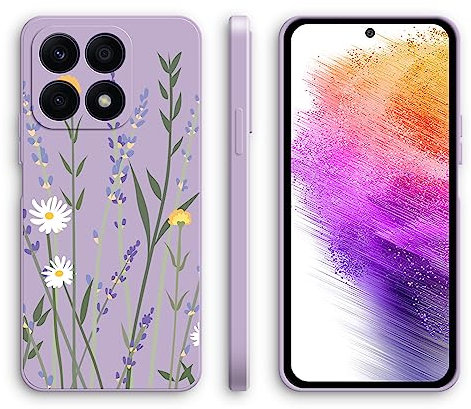 XINYEXIN Silikon Hülle für Honor X8a mit Süßes Muster Ultra Dünn Gerade Kante Weiches Silikon Handyhülle Stoßfest Schutzhülle - Lavender, Purple