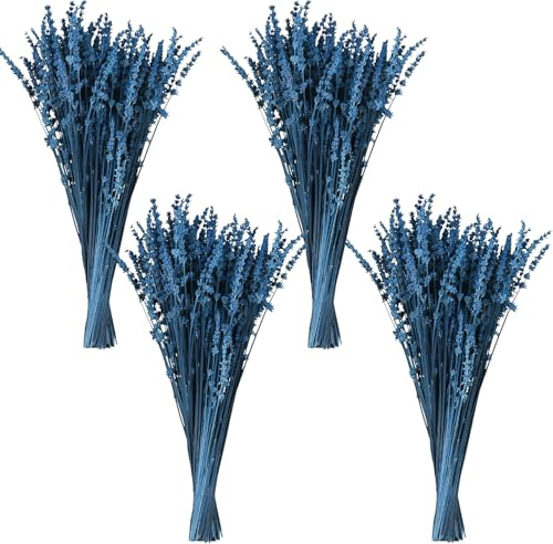 Getrocknete blaue Lavendelblüten, Bündelgetrockneter, konservierter Lavendelstrauß, 300+ Stiele, 38,1 cm - 43,2 cm, für Zuhause, Hochzeit, Dusche, Vase, Dekoration, Aromatherapie, Duft, blaue