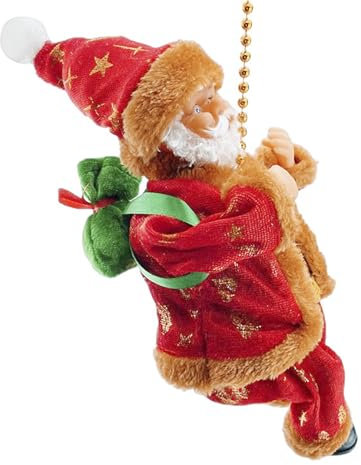 Kletternder Weihnachtsmann am Seil, Santa Climbing Rope, Elektrisch Weihnachtsmann Klettern Nikolaus Weihnachtsdekoraion Plüsch Puppe Spielzeug für Indoor Outdoor Wände Fenster Garten Weihnachtsbaum