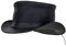 RiderVibe Schwarzer Zylinderhut, modischer Gentleman-Hut mit großem Kopfumfang, schwarzer Lederhut, Cowboyhut, Schwarz, S/M