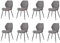 GrandCA HOME Juego de 8 Sillas de Comedor Sillas con Asiento Tapizado, Sillas de Cocina Nórdicas Sillas Acolchadas con Patas de Metal, Cojines de Tela, Gris
