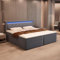 Home Deluxe - Boxspringbett ZENOVA - 180 x 210 x 106 cm, Dunkelgrau, inkl. H2/H3 Matratzen, gepolstertes Kopfteil inkl. LED Beleuchtung I Doppelbett Komforbett