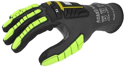 Ansell Ringers R840 Professionelle Arbeitshandschuhe, Rutschfeste Nitril-Beschichtung, Industrie-Schutzhandschuhe für Mechanik, Werkstatt und Montage, Waschbare, Schwarz, Größe M (1 Paar)