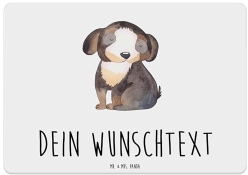 Mr. & Mrs. Panda Personalisiertes Tischset Hund Entspannen - Personalisierte Geschenke, schwarzer Hund, Tierliebhaber, Sprüche, Personalisierter
