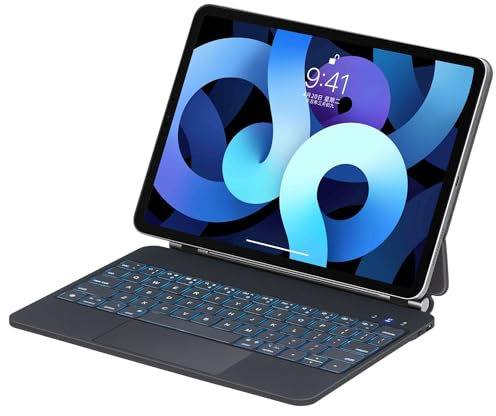 ZOMUN - Soporte para Teclado Bluetooth para iPad Air 4 / iPad Air 5/iPad Air de 11 Pulgadas (M2)/iPad Air de 11 Pulgadas (M3), Teclado inalámbrico y TrackPad Mouse y luz Trasera y conexión magnética