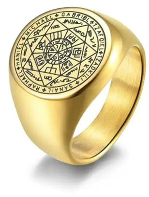 Bijoux en acier inoxydable étoile hexagonale Design de mode Le sceau des sept archanges bague