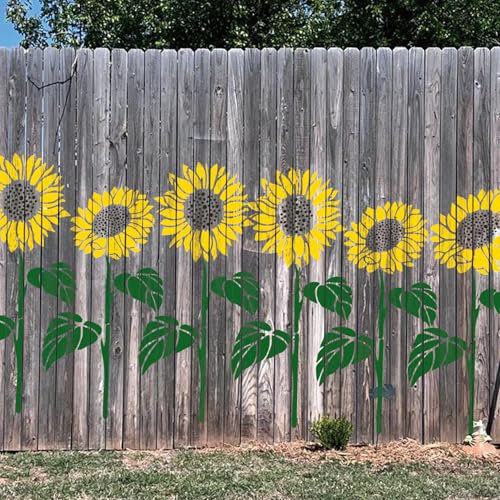 Große Schablonen zum Malen auf Holzzaun, riesige Wandschablonen, wiederverwendbare Vorlagen für Garten, Zaun, Fenster, Wand, Möbel, Wandbild (Sonnenblume)