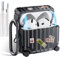 VISOOM Kompatibel mit Airpods 4th Generation Hülle, Cute Fashion Suitcase Design Soft TPU Protective Case für Airpods 4 pro Generation (2024) mit Reinigungsset, Schwarz