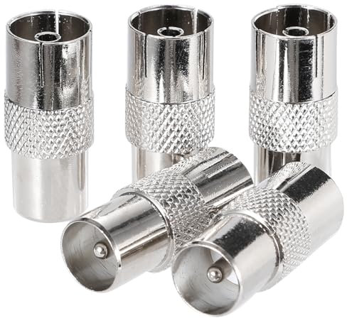 Greluma 5 Piezas Adaptador de enchufe coaxial a toma de corriente, conectores macho a hembra de TV para cables de antena, cables satelitales, cables coaxiales