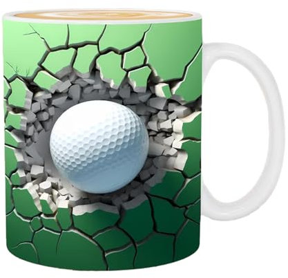 Hole in a Wall Mug - Ceramic Effect Ball Tumbler | Novelty Flat Ceramic Tea Cup | Portable Hole-in-Wall Design Mug | Unique Birthday, Christmas & Easter Gift Mug for Tea Lovers