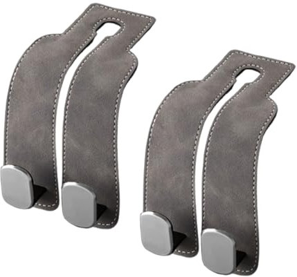 YGCQFH 2 Pcs Car Hooks, Car Seat Hooks Car Seat Back Double Hook Car Headrest Hook, Car Seat Hooks for Headrest, Car Bag Hook, Car Seat Hook for Bags, Purses, Handbags(Grey)