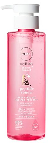 YOPE REGENERIERENDES DUSCHGEL MIT PEPTIDEN | REGENERIEREND UND FEUCHTIGKEITSSPENDEND | 97% INHALTSSTOFFE NATÜRLICHEN URSPRUNGS | VEGAN | DUFT ANANAS, PFIRSICH, ZITRONE | 300 ml