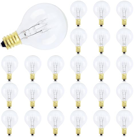 EASYIVY 25 Stück G40 Globe Klar Ersatz Glühbirnen Außen, 7W G40 E12 Ersatzbirnen für Lichterketten Garten Terrassen Party Hochzeit Dekoration, IP44 Wasserdicht, Warmweiß 2200K, AC220-240V