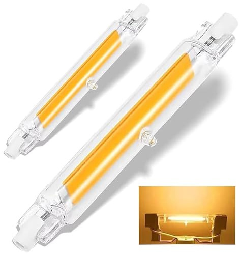 Dvnoua R7S LED 118mm Dimmbar Lampen, 20W LED R7S 118mm Ersatz für 200W Halogen Leuchtmittel, Warmweiß 3000K, 2000LM, Kein Flackern, 360°Abstrahlwinkel, für Flur/Deckenlampe/Stehlampe, 2 Stück